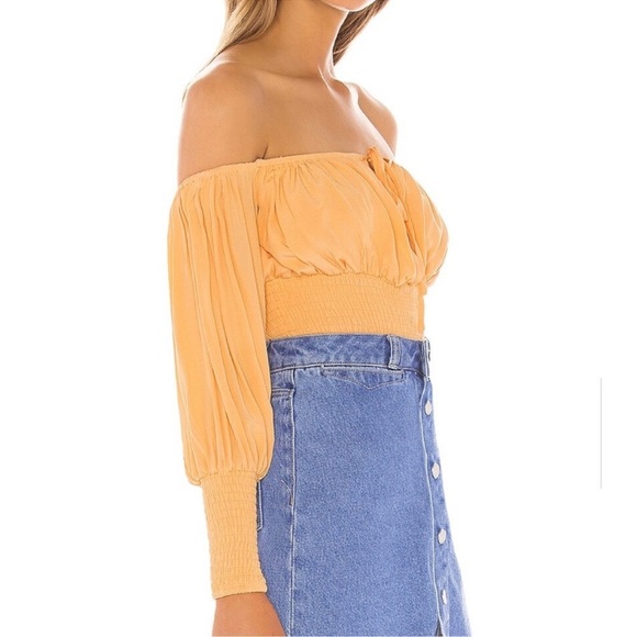 NWT Lovers+Friends ruched orange off the shoulder top blouse - Picture 3 of 12